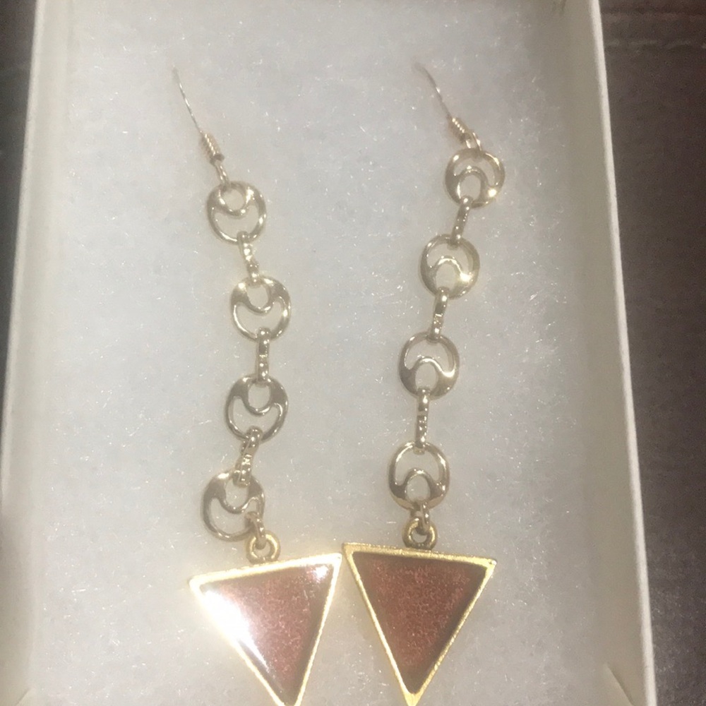 Swirl Chain Triangle Drop Earrings - image 3